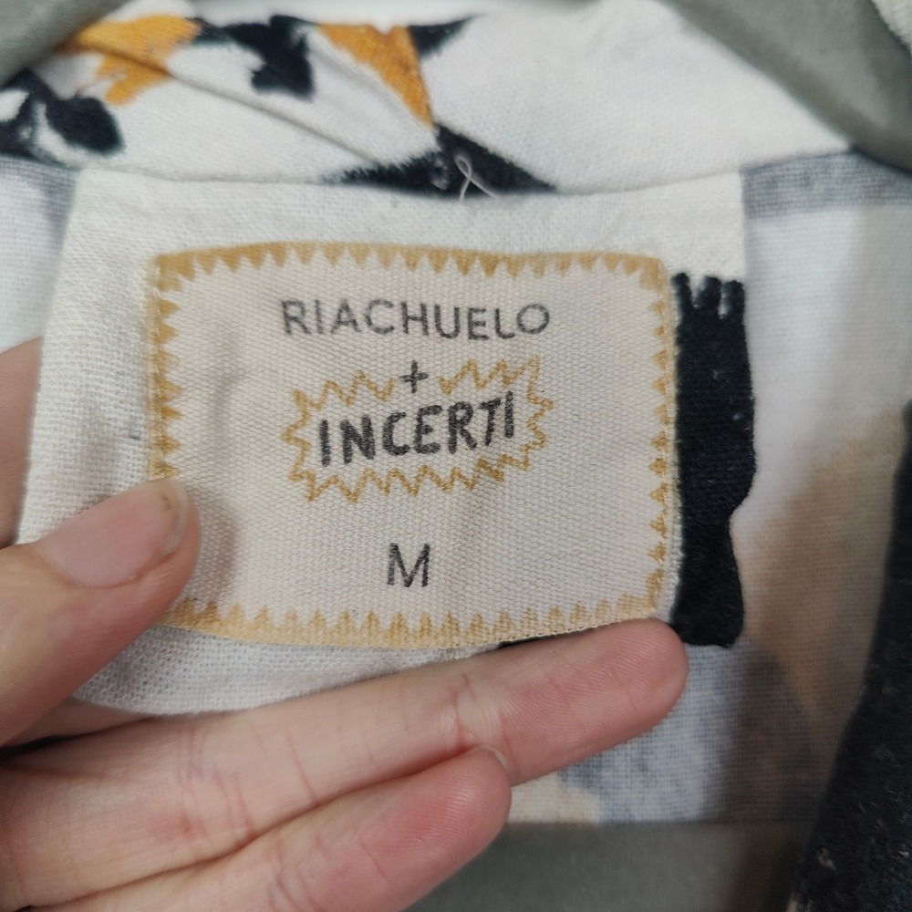 Riachuelo Incerti Top Women Medium White Graphic Double Breasted Linen Blend Art - Picture 6 of 8